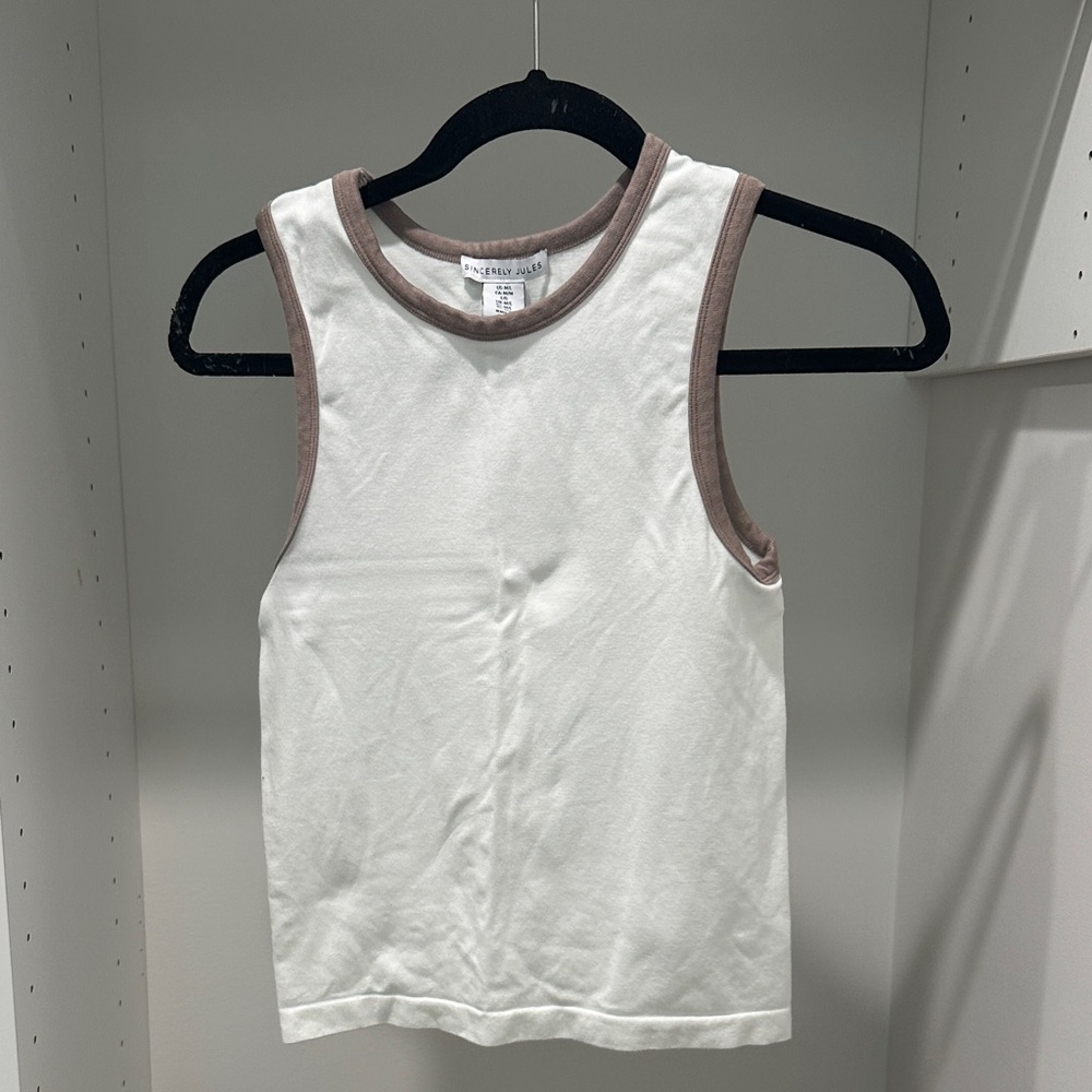 White and Brown Tank Top